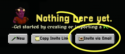 The Invite via Email button highlighted in the World Wizard app