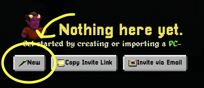 The New Player Character button highlighted in World Wizard