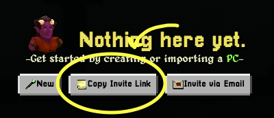 The Copy Invite Link button highlighted in World Wizard